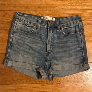 Blue Denim High-Rise Shorts